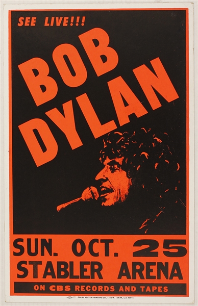 Bob Dylan Stabler Arena Original Concert Poster