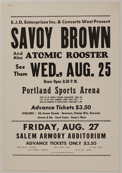 Savoy Brown Original Concert Poster