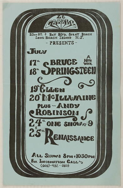 Bruce Springsteen 1974 Le Garage Original Concert Poster 