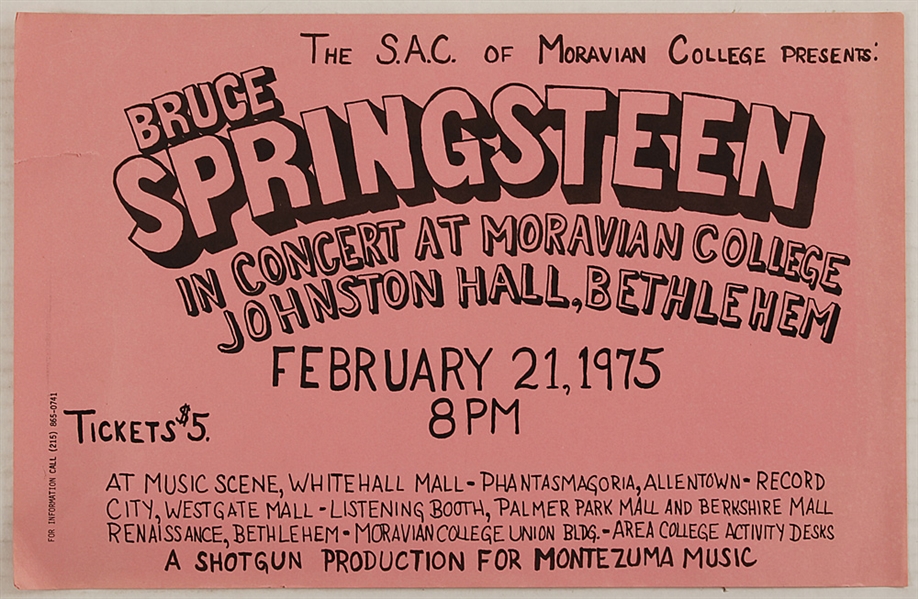 Bruce Springsteen Moravian College Original Concert Poster
