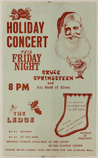 Bruce Springsteen and "His Band of Elves"at The Ledge 1971 Original Concert Poster