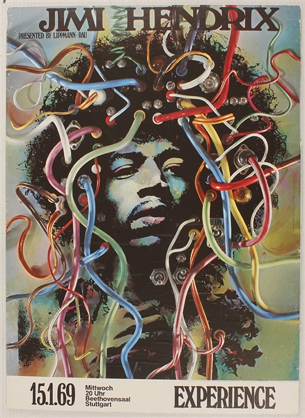 Jimi Hendrix Original Kieser Stuttgart Germany 1969 Concert Poster