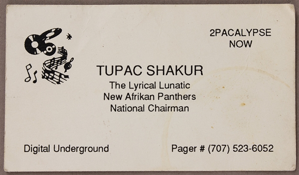 Tupac Shakurs Personal "Digital Underground" Business Card