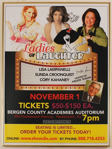 Lisa Lampanelli, Sundra Croonquist, Cory Kahaney and Freddie Roman signed "Ladies of Laughter" Comedy Show Poster