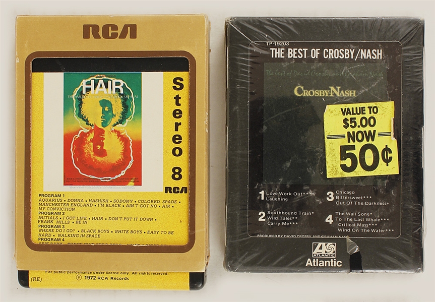 "Hair" Original  8 Track Tape and "Best of David Crosby and Graham Nash" 8 Track Tape    