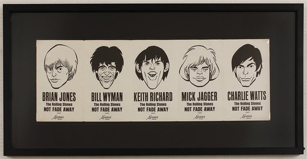 Rolling Stones 1964 Original "Not Fade Away" Fold-Out Promotional Card