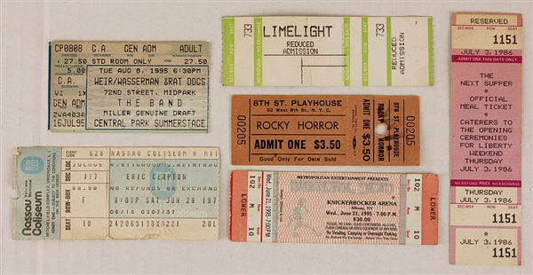 Original Concert Ticket and Club Ticket Collection Featuring  Eric Clapton, The Grateful Dead, The Band and More