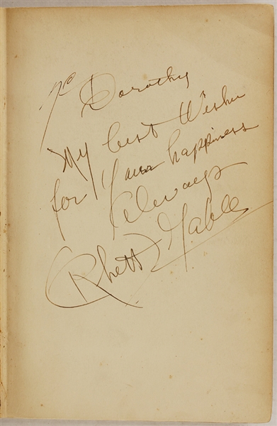 Clark Gable Signed  & Inscribed "Gone With The Wind" 1939 Edition Book