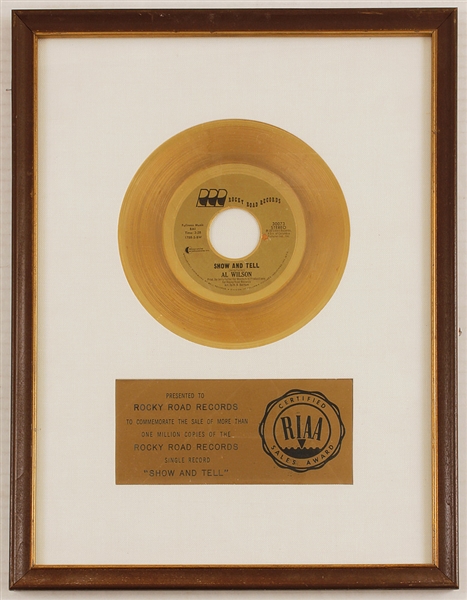 Al Wilson "Show and Tell" Original RIAA White Matte Gold Single Record Award