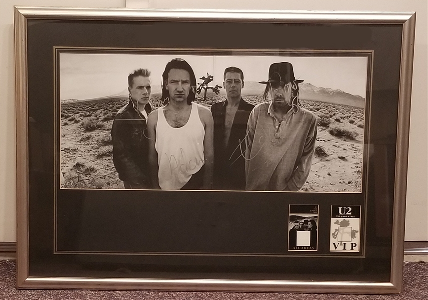 U2 Signed "Joshua Tree" Original Gatefold Lithograph and VIP Tour Passes