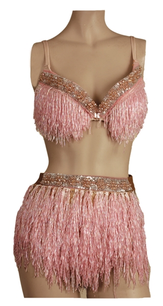 Nicki Minaj  "Pinkprint Tour" Stage Worn Custom Pink Beaded Tassel Bra and Shorts