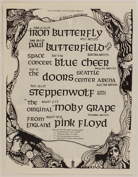 The Doors/Pink Floyd Original 1968 Concert Handbill