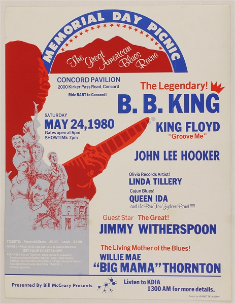 B.B. King, John Lee Hooker and Big  Mama Thornton Original Concert Poster