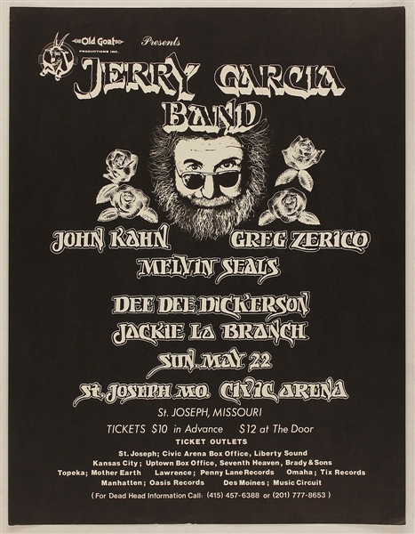 Jerry Garcia Band Original 1983 Concert Poster