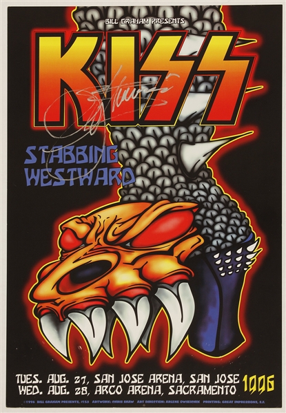 Gene Simmons Signed Original 1996 KISS Concert Poster 