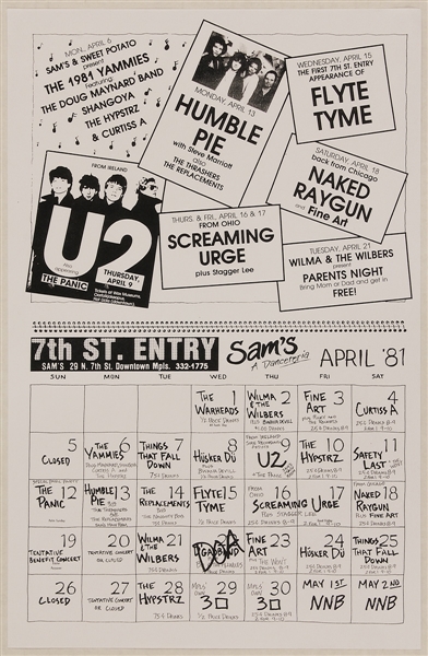 U2 Original 1981 Concert Poster
