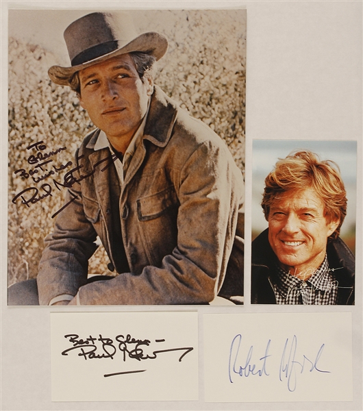Paul Newman & Robert Redford Signed & Inscribed Photographs and Signed Cards