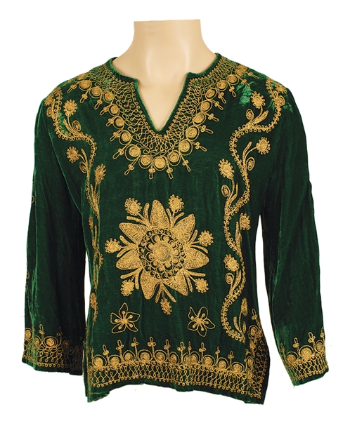 Jimi Hendrix Owned & Worn Kings Road Gold Embroidered Green Velvet Shirt 