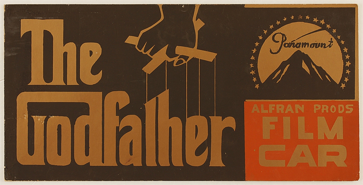 "The Godfather" Original Movie Production Vehicle Placard 