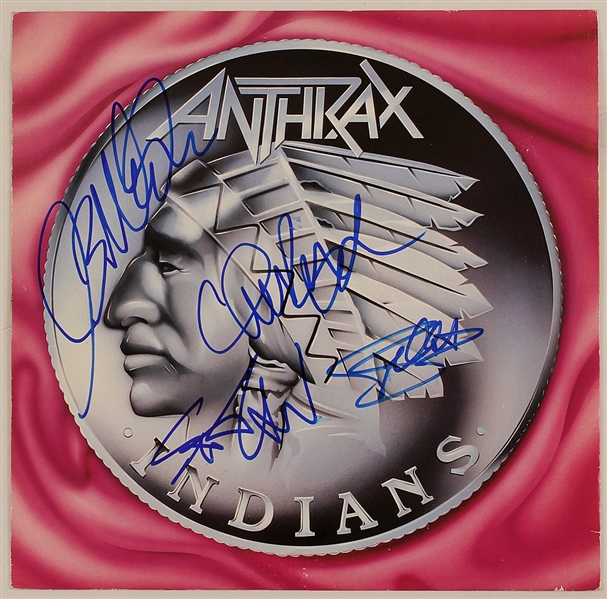 Anthrax Signed "Indians" 12" Record Cover