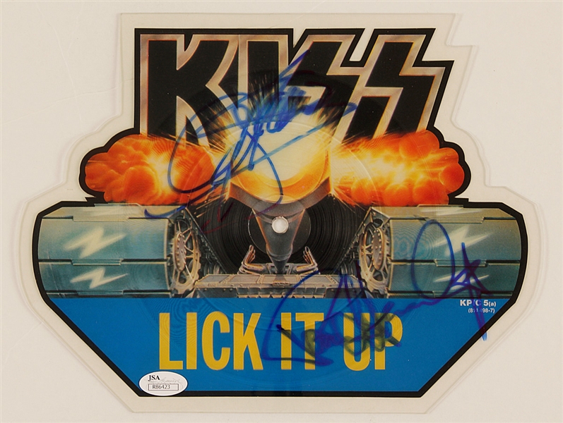KISS Gene Simmons & Paul Stanley Signed "Lick It Up" Special UK 7" Shaped Picture Disc