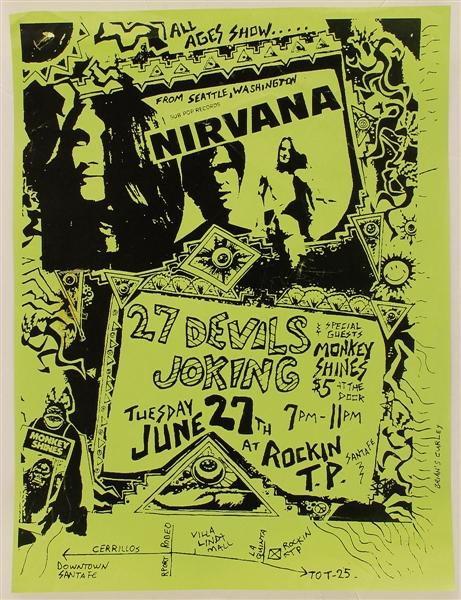 Nirvana Rare Early 1989 Original Concert Poster