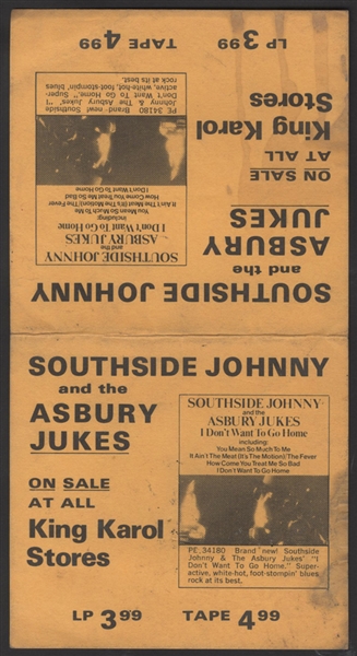 Southside Johnny and the Asbury Jukes Double-Sided Promotion Card for their First Album