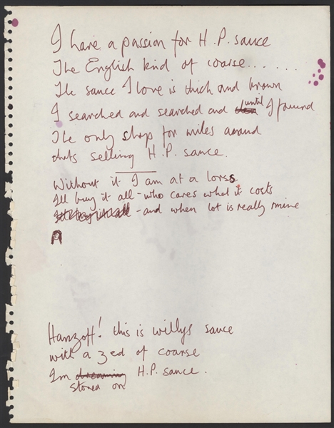 Graham Nash 1969 Original Unreleased Handwritten Lyrics Circa 1967-69