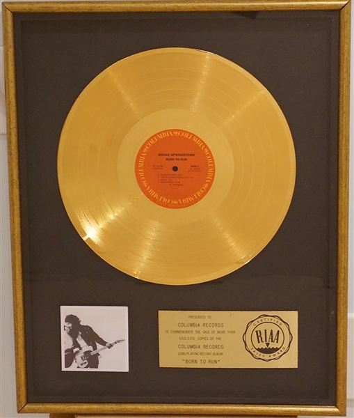 Bruce Springsteen “Born To Run” Original RIAA Gold LP Record Album Floater Award Presented to Columbia Records