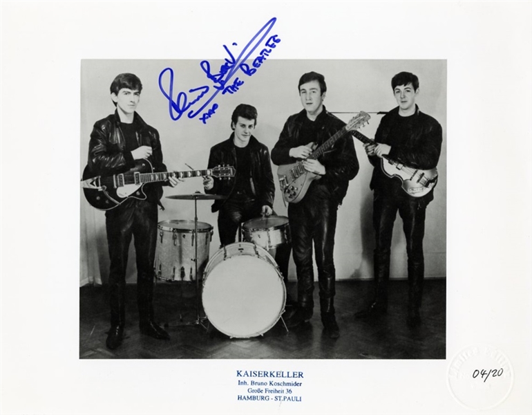 Pete Best Signed & Beatles Inscribed Limited Edition Stamped Photograph