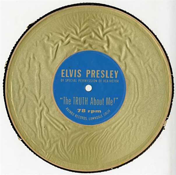 Elvis Presley Original "The Truth About Me!" Promotional Cardboard 78rpm Record