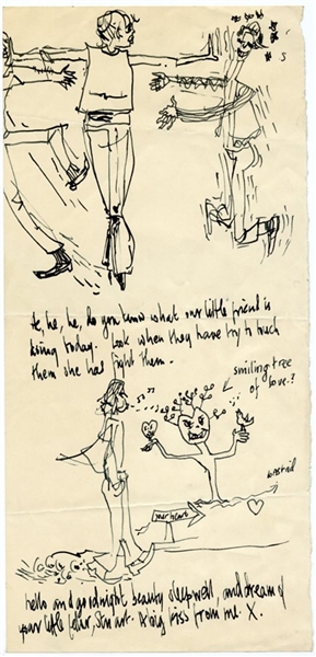 Stuart Sutcliffe Original Drawings Hand Inscribed to Astrid Krichherr