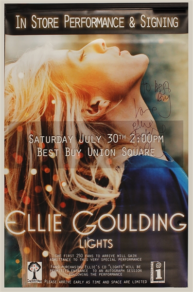 Ellie Goulding Signed & Inscribed Original "Lights" Live Appearance & Performance Banner