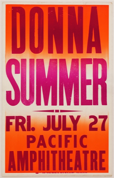 Donna Summer Original 1984 Pacific Amphitheatre Cardboard Concert Poster