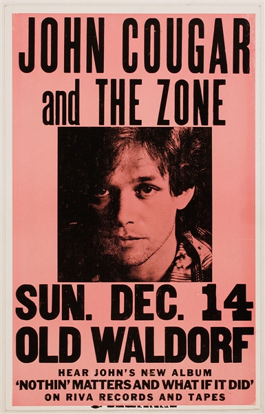 John Cougar Original 1980 Old Waldorf Cardboard Concert Poster