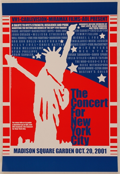 The Concert For New York City Original Poster Featuring Paul McCartney, Mick Jagger, Keith Richards and John Entwistle (His Last Concert)