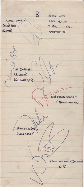 Beach Boys Original 1964 Autographs 