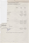 John Lennon and George Harrison Signed 1975 Apple Mgt. Ltd Balance Sheet