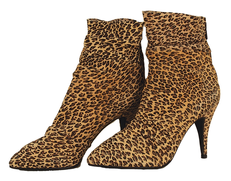 Janet Jackson Owned & Worn Suede Leopard Ankle Boots