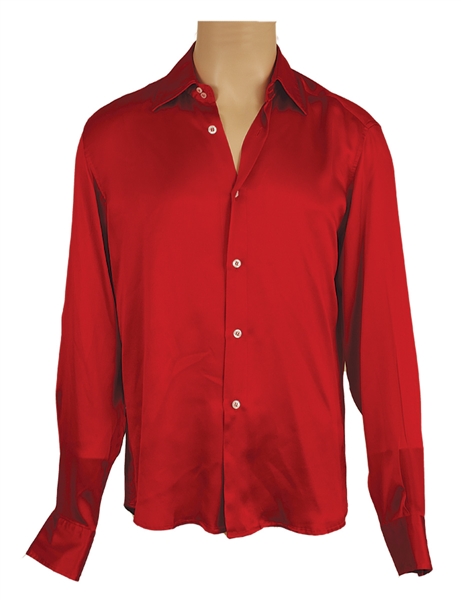 Michael Jackson Owned & Worn Red Long Sleeved Button Down Shirt