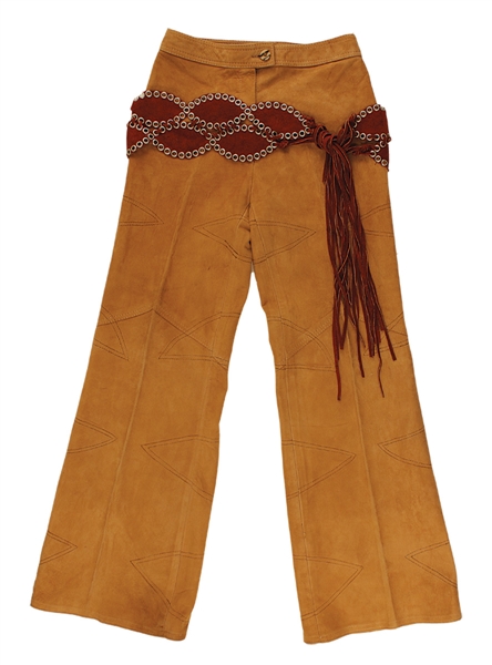 Jimi Hendrix Owned Worn Camel Suede Pants and Dark Brown Suede Belt 