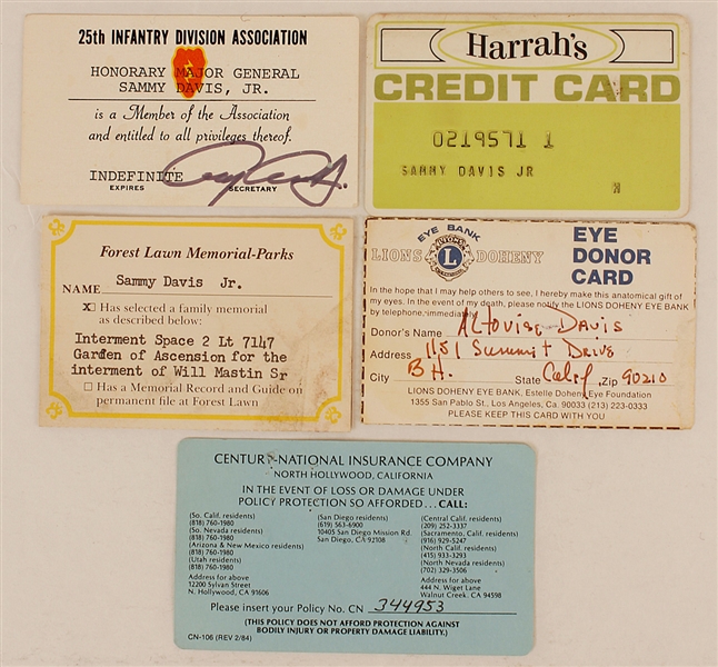 Sammy Davis, Jr. Personal Harrahs Credit Card and Other Cards