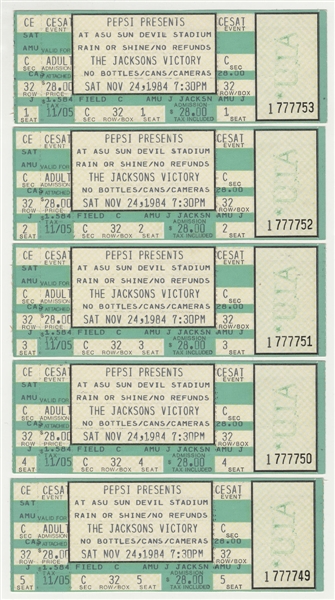 The Jacksons Victory Tour Original Unused Concert  Tickets (5)