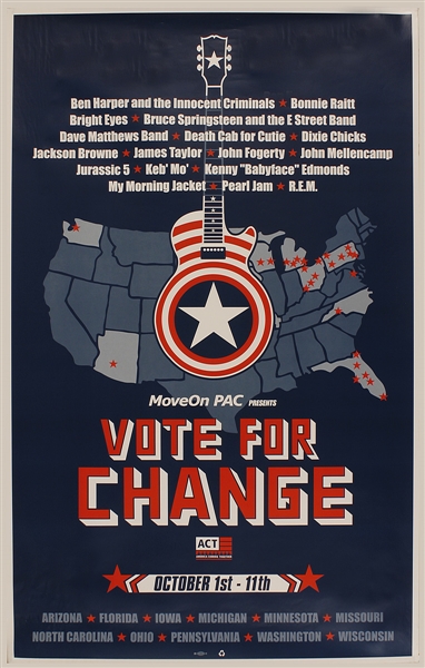 "Vote for Change" Original Concert Poster Featuring Bruce Springsteen, R.E.M. and More!