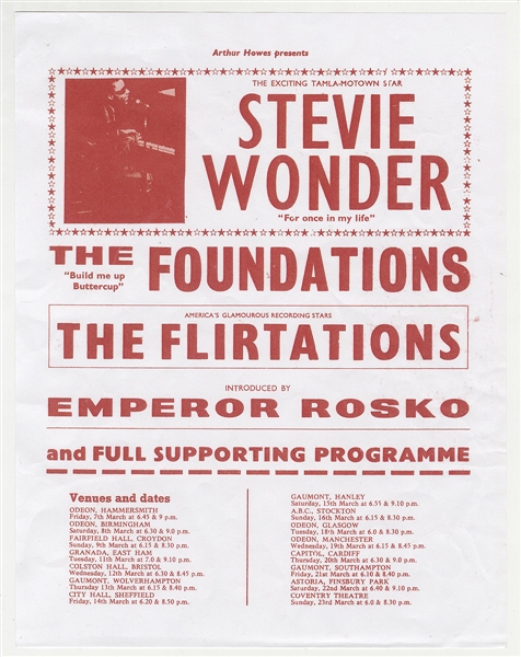 Stevie Wonder Original 1969 Concert Flyer