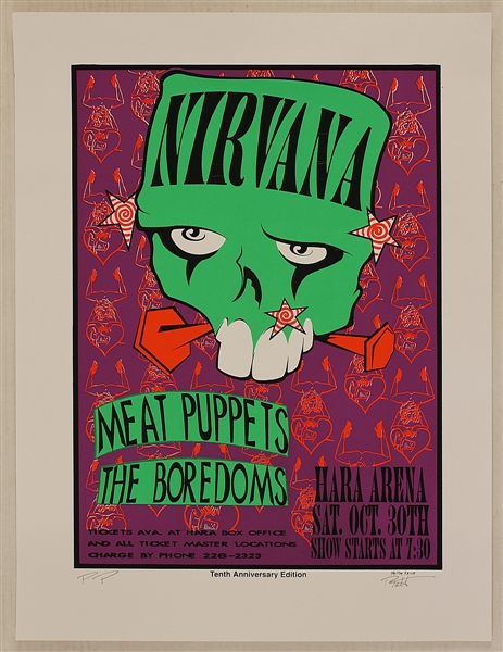 Nirvana Original Artist Signed 10th Anniversary Silkscreen Poster 