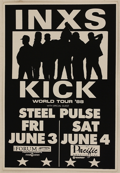 INXS Original 1988 Kick World Tour Concert Poster