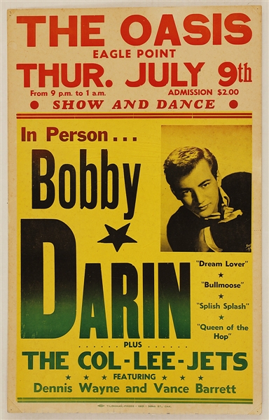 Bobby Darin 1959 Original Concert Poster