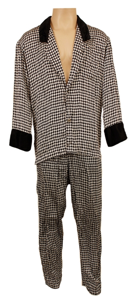 Michael Jackson Owned and Worn Black & White Herringbone Pajamas