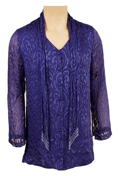 Prince Owned & Worn  Royal Blue Paisley Tunic With Attached Beaded Scarf